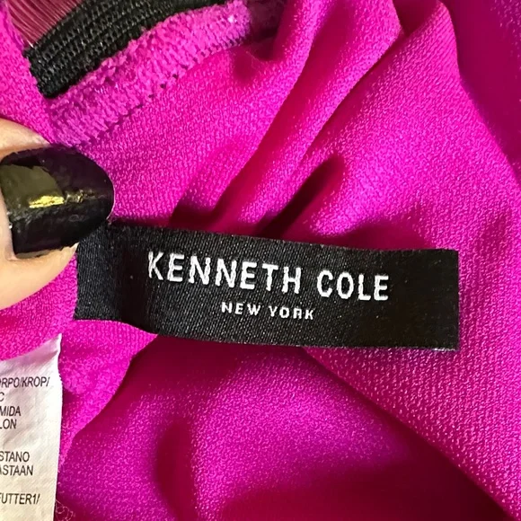 Kenneth Cole New York Magenta and Black One-Piece Swimsuit XL - Picture 8 of 11